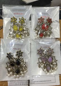 Set of 4 Boho Lotus Dangle Earrings