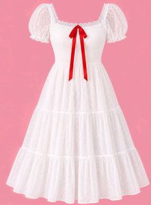 Whimsy white bow cottage core lolita dress