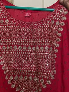 Elegant Red Embroidered Kurta