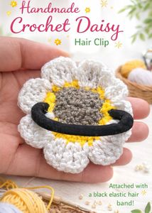 Handmade Crochet Daisy Hair Clip