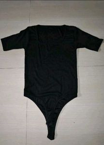 Black bodysuit cum crop top