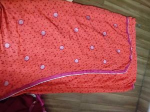 Vibrant Orange Ethnic Kurta with Mirror Work