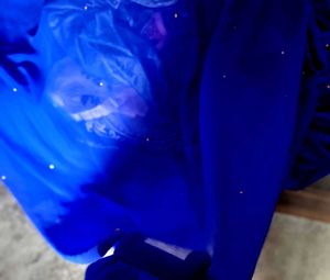 Elegant Royal Blue Ruffle Saree with stitched blou