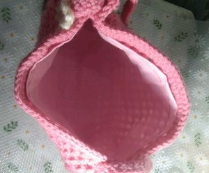 Charming Pink Crochet Handbag