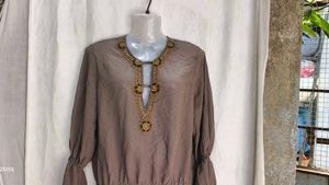 I. Embellished Sheer Tunic Top