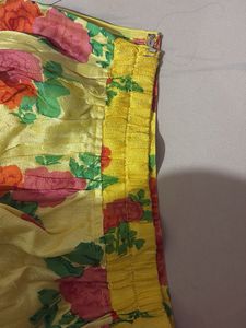 Floral Yellow silk Ethnic Skirt