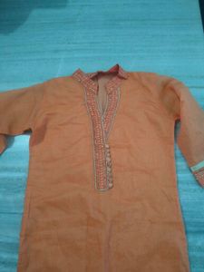 Orange Embroidered Kurta