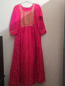 Vibrant Pink Embroidered Anarkali Dress