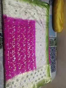 Elegant Pink Floral embroidered saree