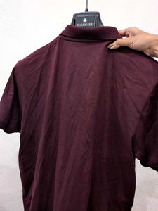 Men's Maroon Textured Polo Shirt