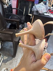 Nude Patent Slingback Heels