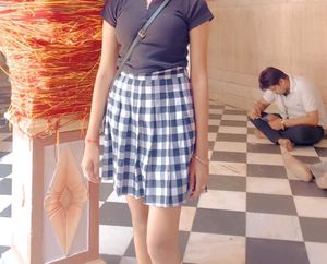 Black White Check Skirt