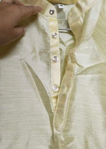 Men's Yellow Silk Kurta