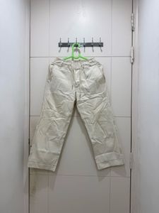 Cream Relaxed Fit Drawstring Pants