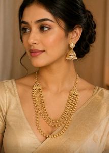 Layered Gold plated Necklace & Jhumka Se
