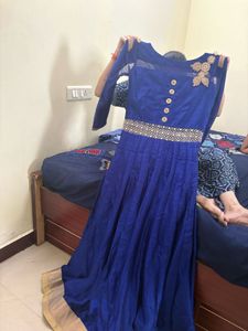 Royal Blue Embroidered Anarkali Gown