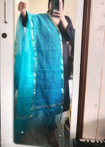 Srishti Sky Blue Kota Doria Dupatta