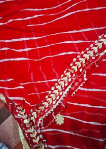 lehriya Red &amp; golden Printed Kurta with heavy dupa
