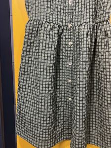 Green Plaid Button-Front Dress