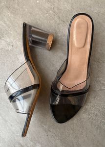 Transparent Strap Block Heels