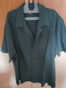 Men's Teal Textured Short Sleeve Shirt