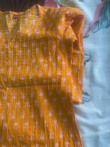 Mustard turmeric orange short kurta