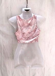 24286. Cute Pink Skull Graphic Crop Top