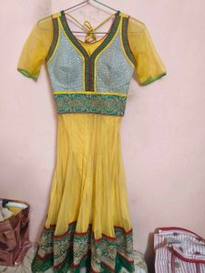 Yellow Anarkali Kurta with Embellishments