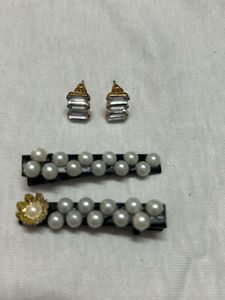 Elegant Pearl Hair Clips &amp; Earrings Set