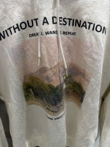 Cream Graphic Print Hoodie