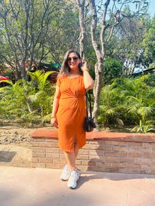 Orange Slit Dress