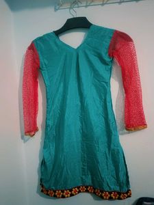 Stylish Teal & Pink Kurti Top