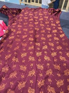 Maroon Elephant Print Kurta Set