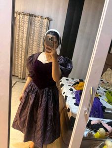 Velvet Puff Sleeve Dress