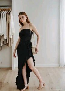 Shein Strapless Maxi Ruffled Dress