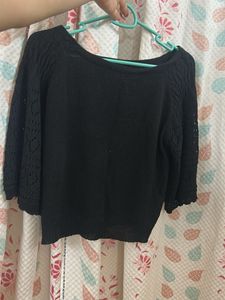 Black woven offshoulder top