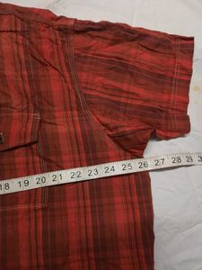 5XL Men's cotton  Red Plaid Short Sleeve Shirt