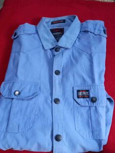 Superdry Men's Light Blue Casual thick Shirt