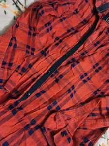 Orange and Blue Plaid Men's Shirt