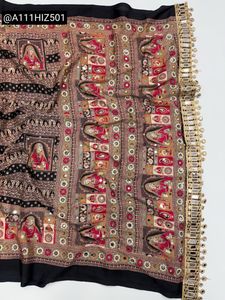 Beautiful Ajrakh Saree with Mirror Work