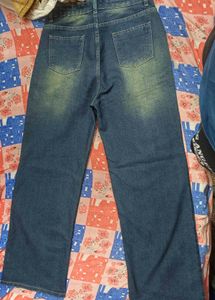 Stylish Wide Leg Blue Jeans