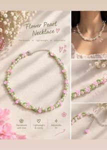Handmade Flower Pearl Necklace