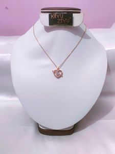Anti Tarnish, Chain And Heart' Shape Pendant,With Ad And Solitaire Stone