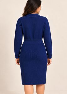 Chic Ribbed Knit Button-Up Dress