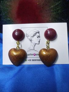 Sparkly Heart Dangle Earrings