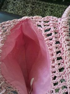 Pink Crochet Handbag with Flower Detail