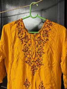 Yellow Embroidered Kurta
