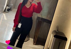 V- Neck woolen Red top/sweater