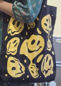 Aesthetic Groovy Smiley Face Tote Bag