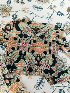 Sheer Paisley Print Long Sleeve Top